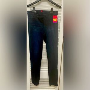 Spanx jeggings, dark indigo, size small